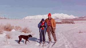 David, Edna and Winnie in their front yard